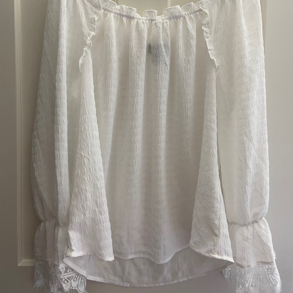 Long sleeve off the shoulder White Blouse